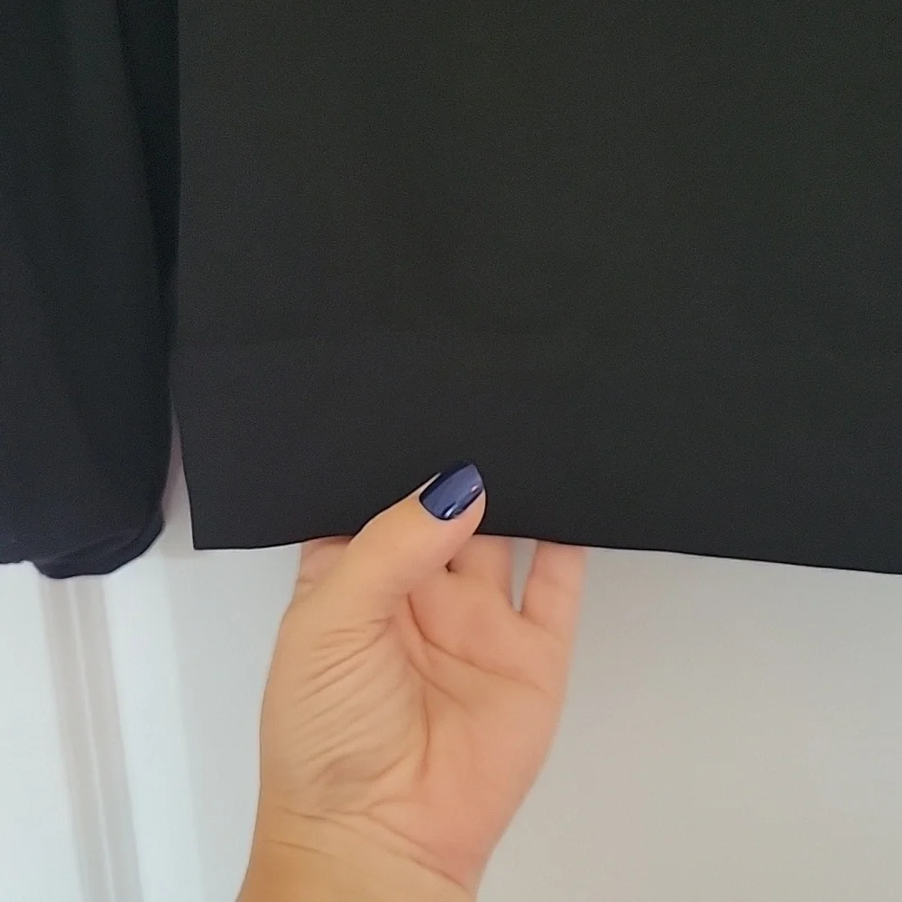 TAHARI ASL BLACK LONG SLEEVE BLOUSE TIE WAIST KEYHOLE BACK XSMALL